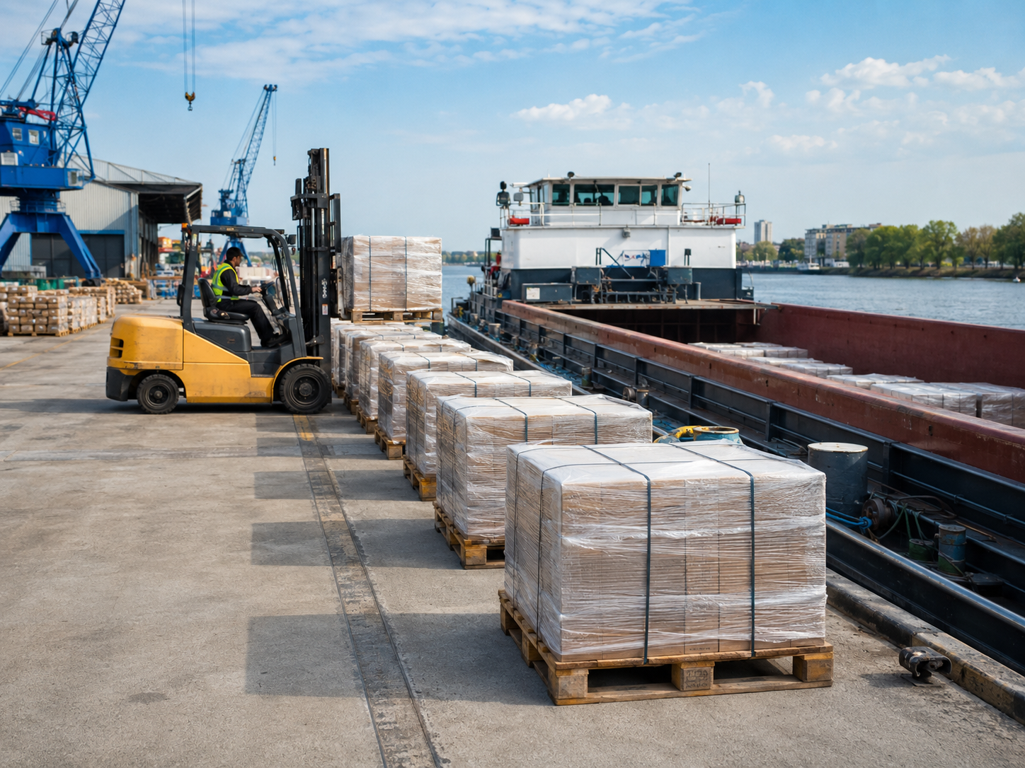 Transport fluvial materiale de construcții și agregate